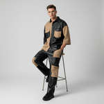 Load image into Gallery viewer, Suede and Leather Shirt and Pant Set