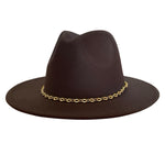 Load image into Gallery viewer, Black Fedora with Gold Chain
