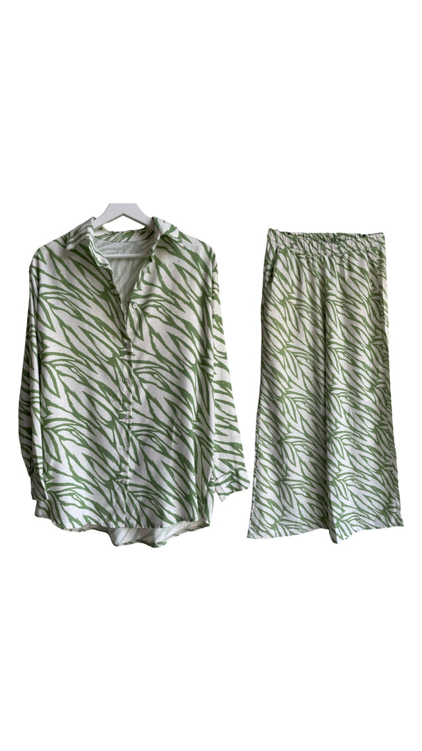 Linen Zebra Shirt and Pant Set