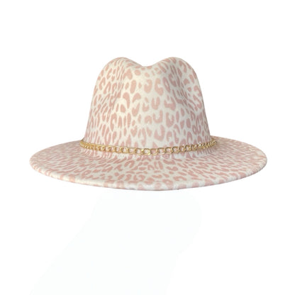 Leopard Fedora with Chain