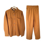 Load image into Gallery viewer, Camel Brown Long Sleeve Shirt and Pant Set
