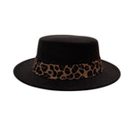 Load image into Gallery viewer, Black Round Top Fedora With Cheetah Strap
