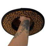 Load image into Gallery viewer, Black Fedora with Leopard Interior
