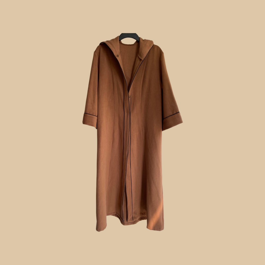 Camel Brown Wool hooded Coat