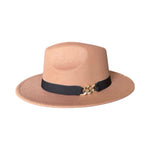 Load image into Gallery viewer, Camel Brown Fedora With Black and Gold Accessory
