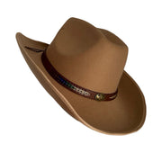 Brown Wool Cowboy Hat With Leather Strap