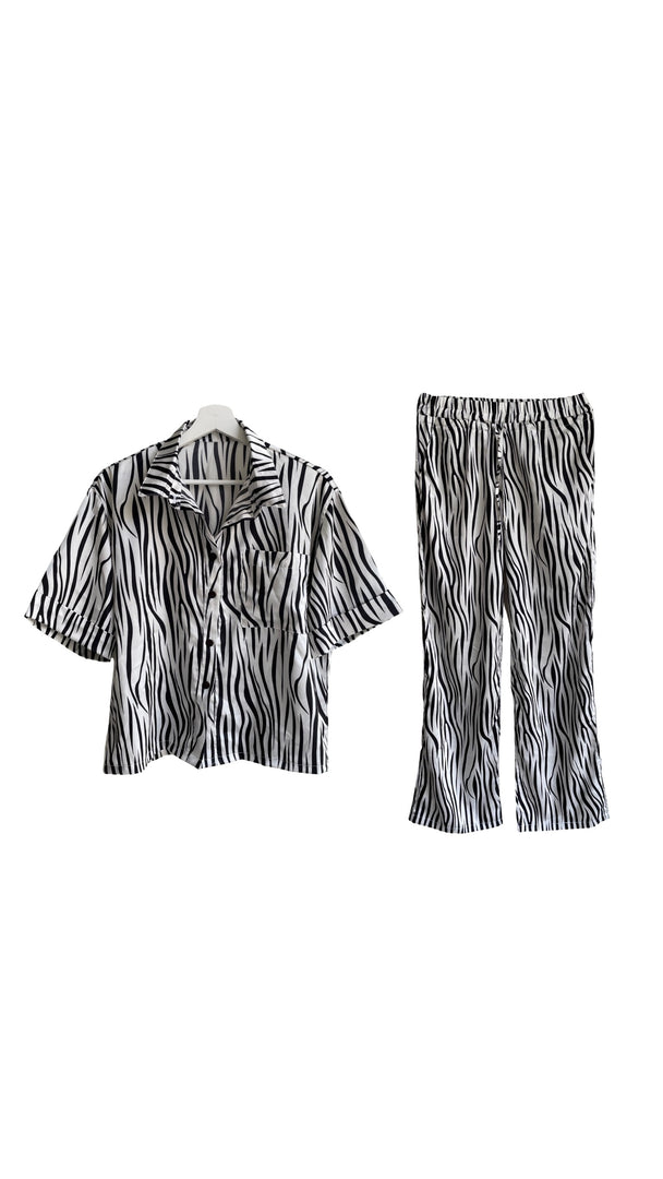 Silk Zebra Shirt and Pant Set