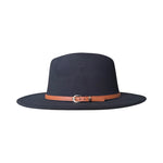 Load image into Gallery viewer, Black Fedora With Brown Leather Belt
