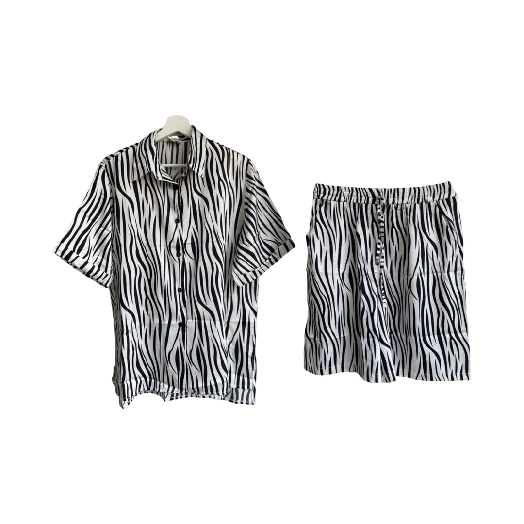 Silk Zebra Shirt and Short Set