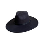 Load image into Gallery viewer, Black Wide Brim Fedora With Leather Strap
