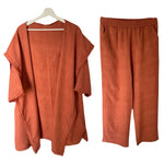 Load image into Gallery viewer, Linen Hooded Kimono and Pant Set
