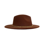 Load image into Gallery viewer, Dark Brown Fedora With Gold Chain
