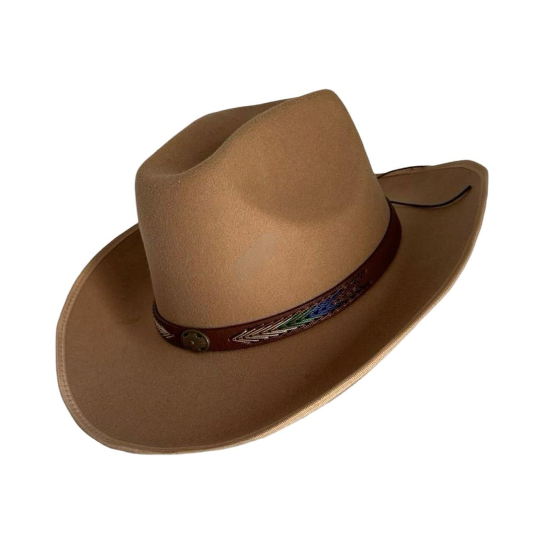 Brown Wool Cowboy Hat With Leather Strap