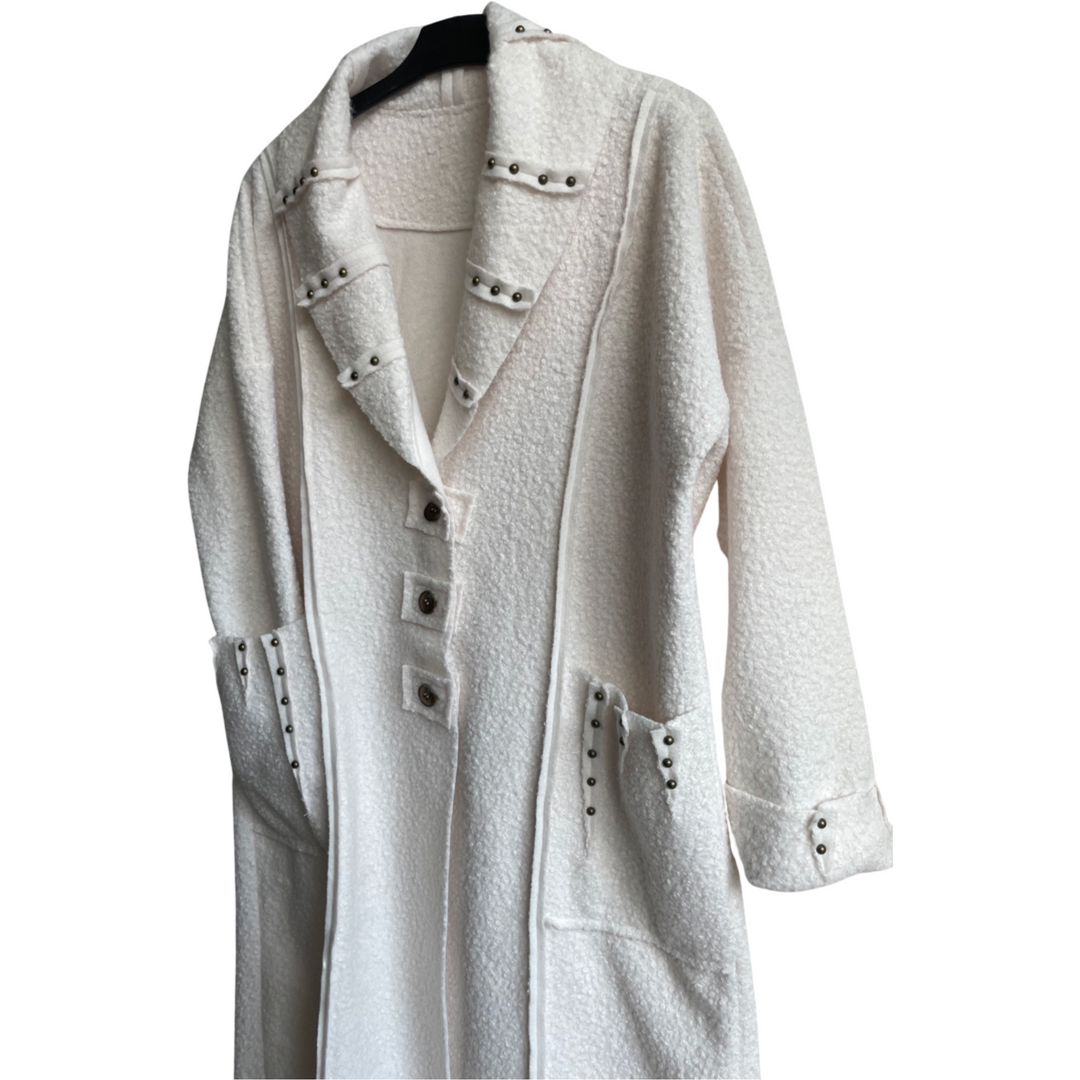 White Wool Studded Coat