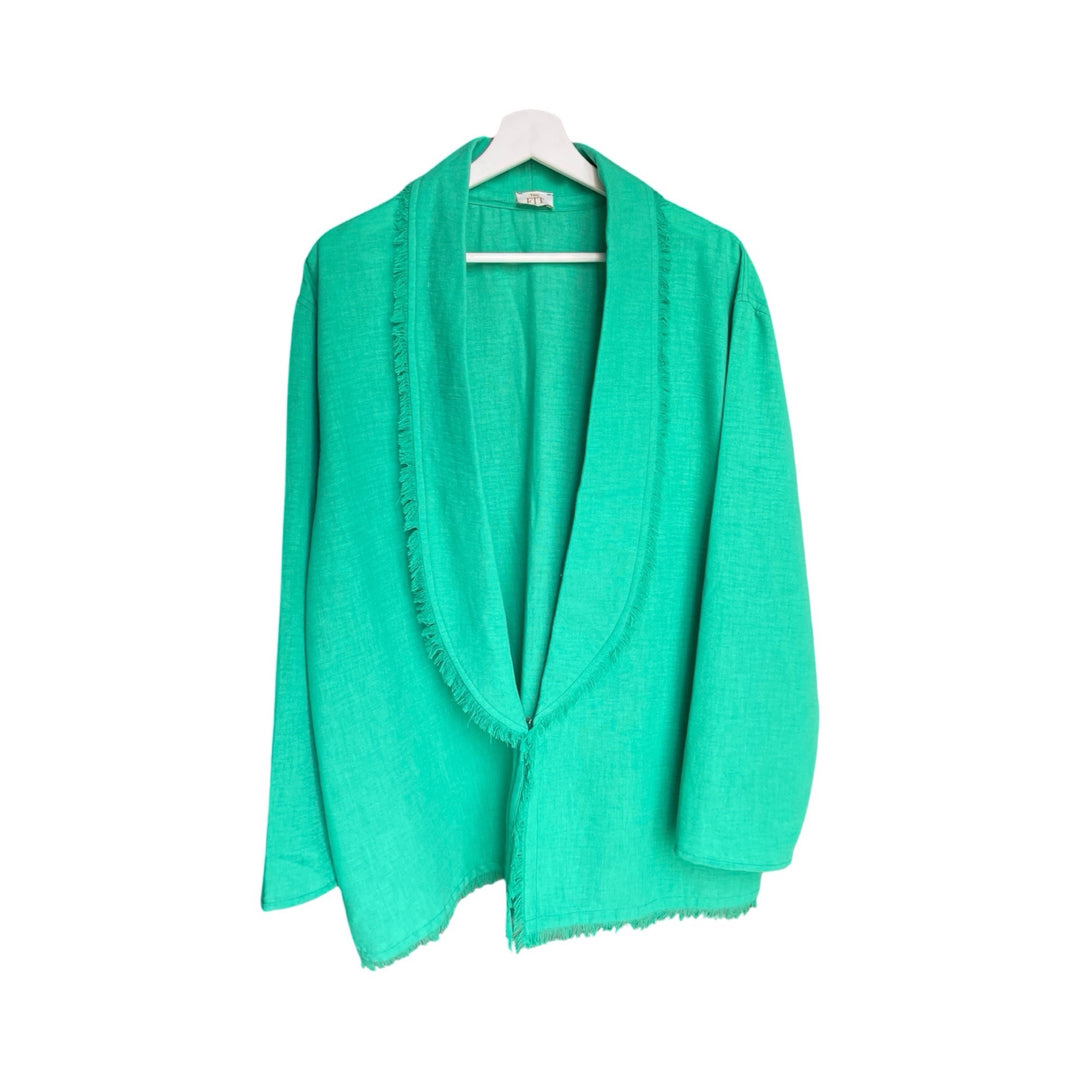 Green Linen Cardigan