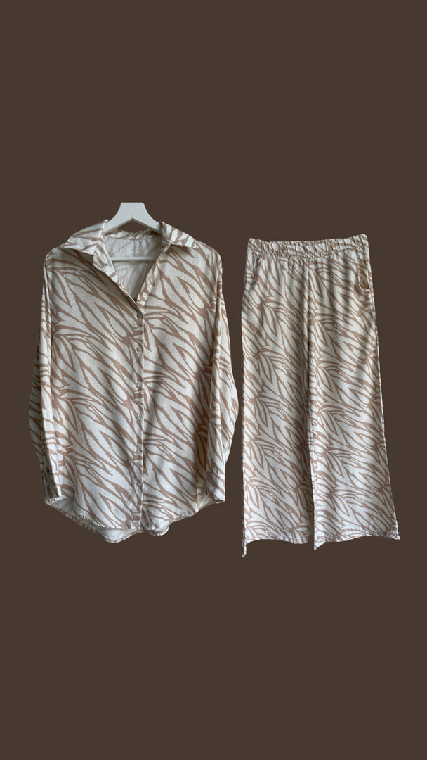 Linen Zebra Shirt and Pant Set