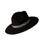 Load image into Gallery viewer, Black Semi-Wide Brim Fedora With Silver Studded Strap
