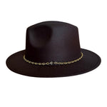 Load image into Gallery viewer, Black Fedora with Gold Chain
