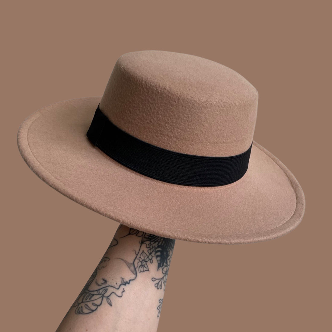 Beige Fedora Round Top