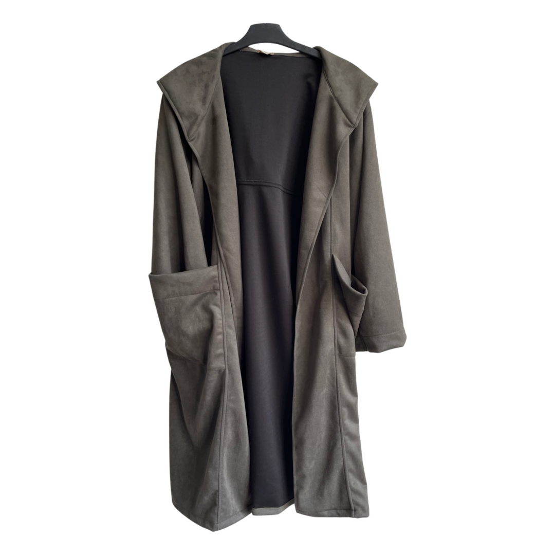 Suede Hooded Kimono