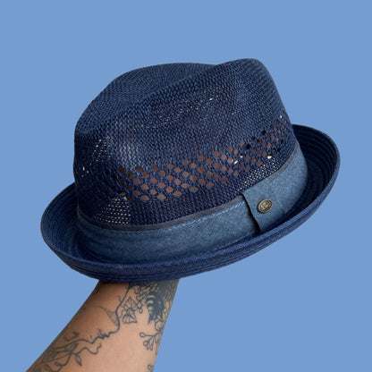 Straw Hat with Blue Strap