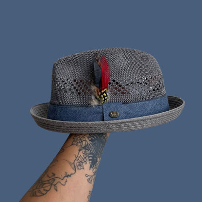 Straw Hat with Blue Strap