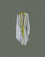 Load image into Gallery viewer, White Silk Kimono with Yellow Trim
