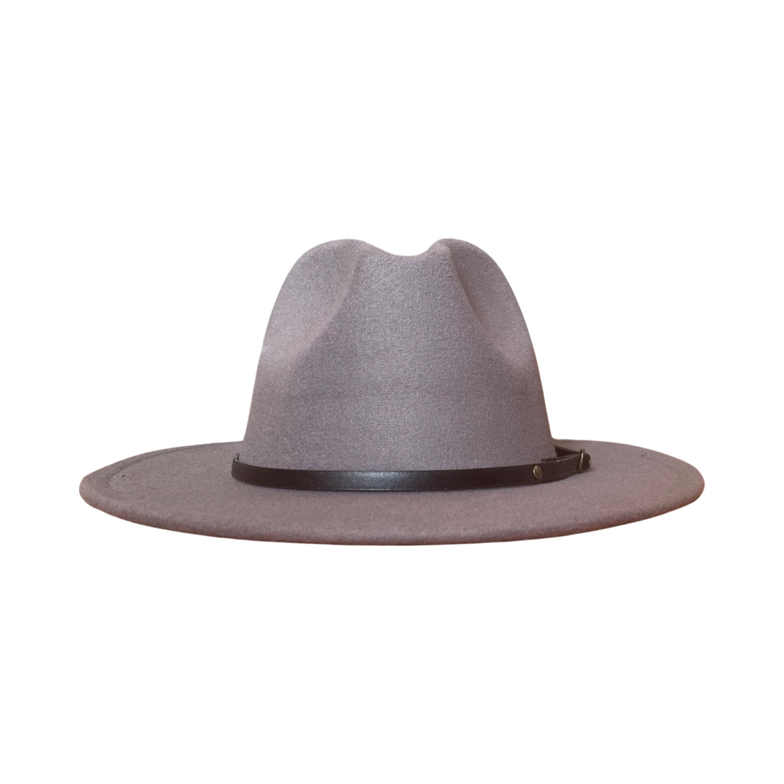 Grey Fedora With Black Leather Strap