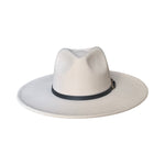 Load image into Gallery viewer, Off White Wide-Brim Fedora With Black Leather Stap
