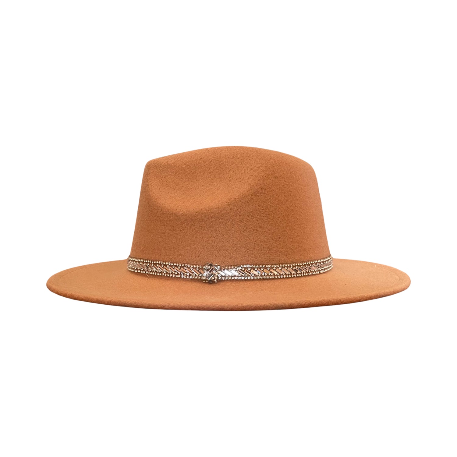 Beige Fedora With Silver Strap