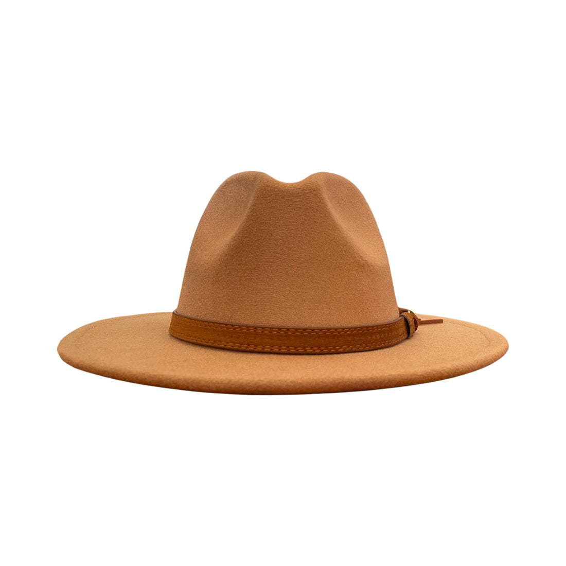 Beige Fedora With Thick Leather Strap