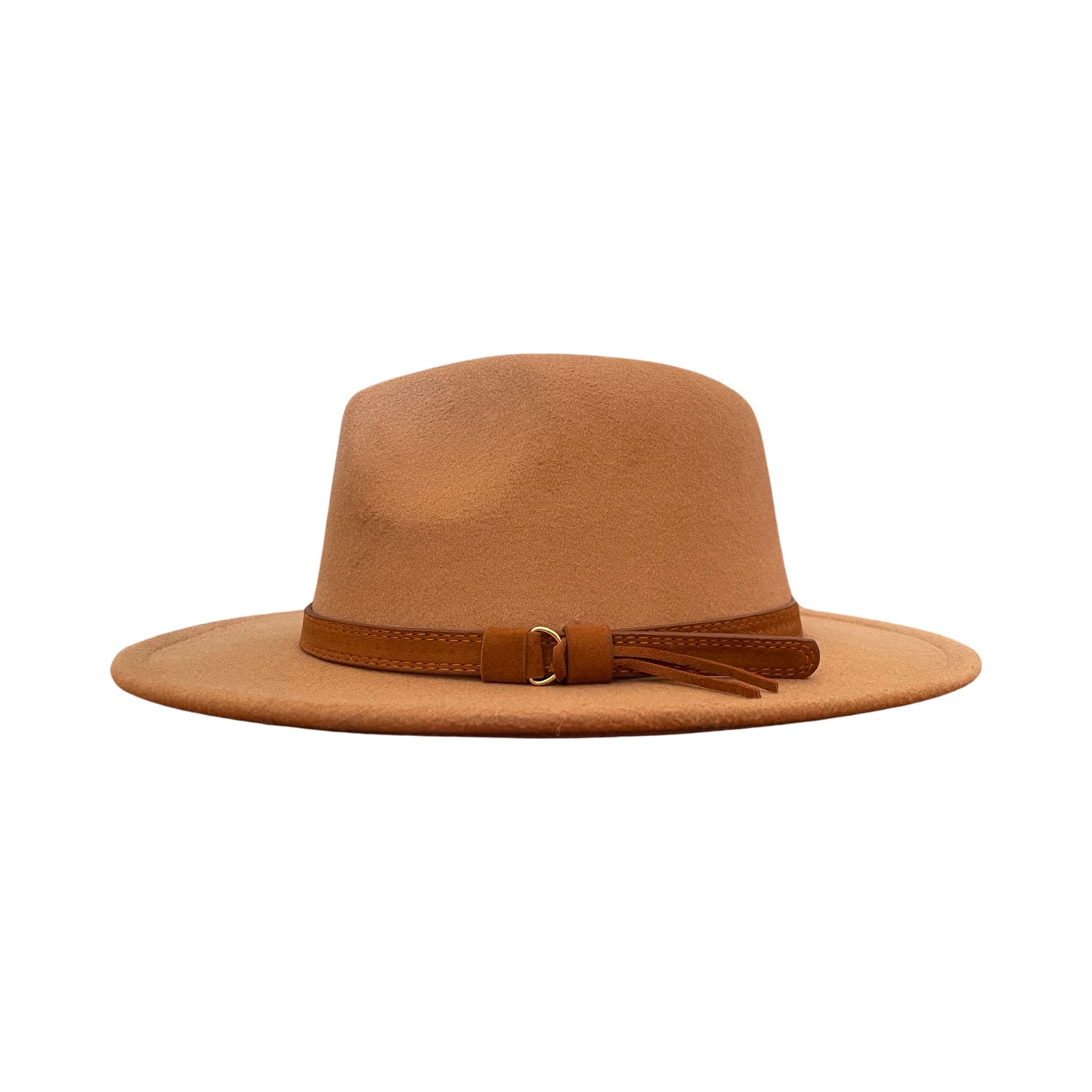 Beige Fedora With Thick Leather Strap