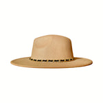 Load image into Gallery viewer, Beige Wide-Brim Fedora with Gold Chain &amp; Black Strap
