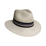 Load image into Gallery viewer, Off-White Panama Hat with Striped Bow Strap
