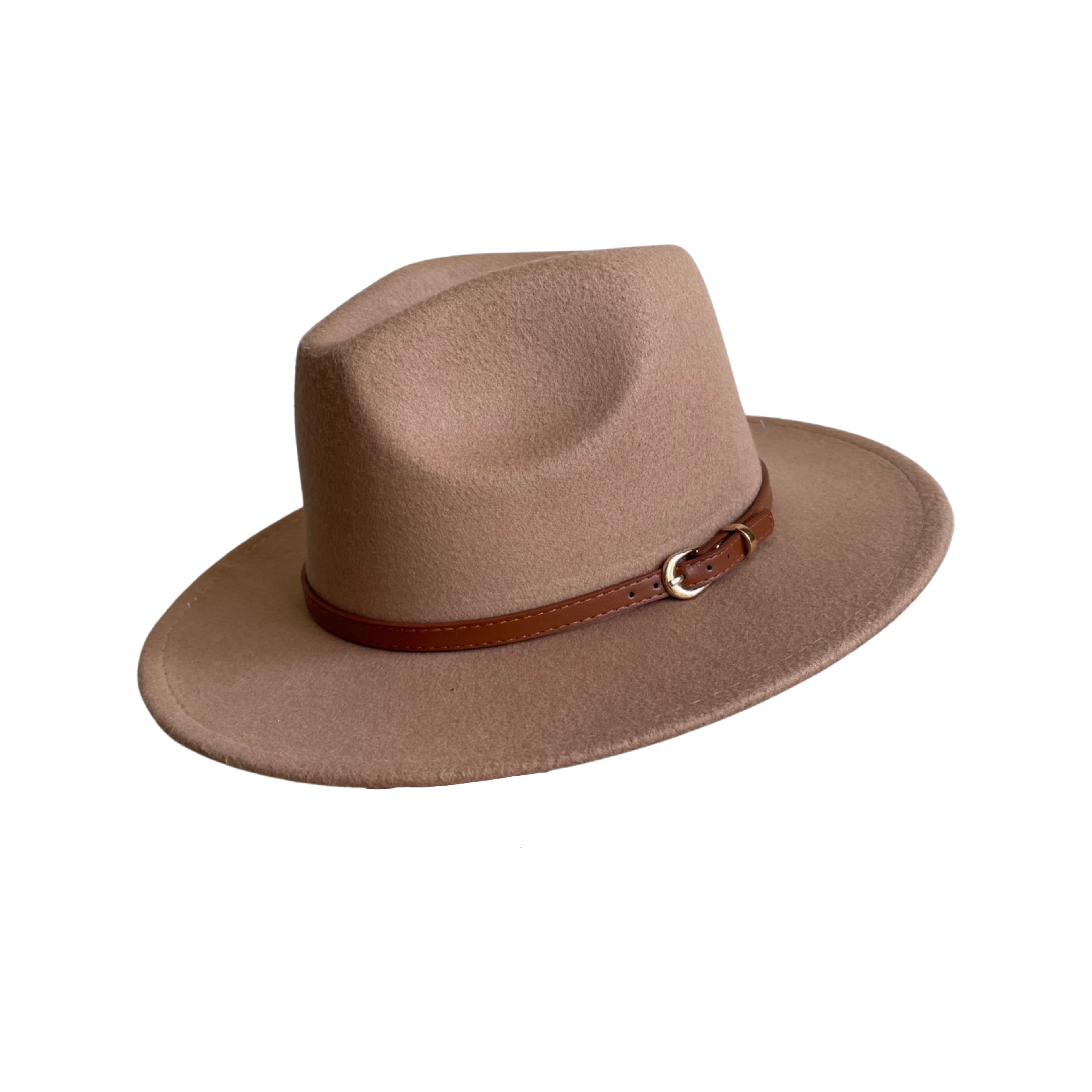 Beige Fedora with Leather Strap