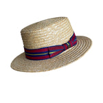 Load image into Gallery viewer, Straw Boater Hat with Bow Strap
