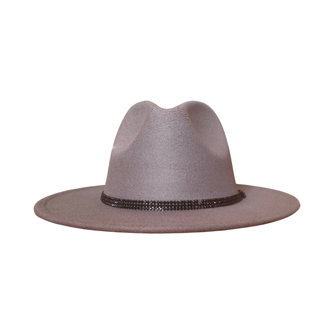 Grey Fedora With Black Studded Strap