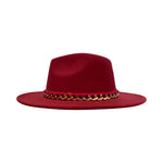 Load image into Gallery viewer, Maroon Fedora With Big Gold Chain
