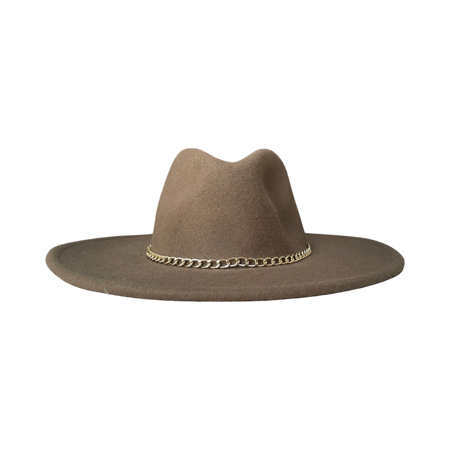 Olive Fedora With Gold Chain