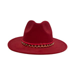 Load image into Gallery viewer, Maroon Fedora With Big Gold Chain
