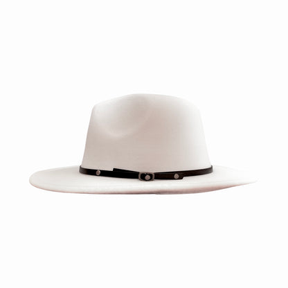 White Fedora With Black Strap