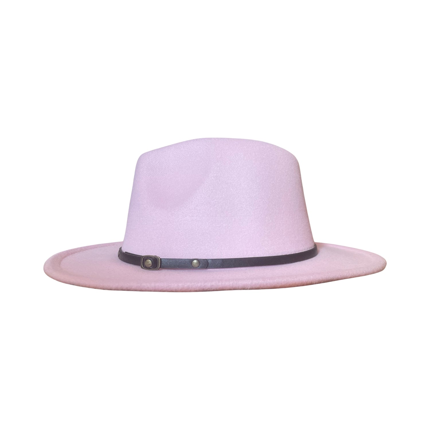 Powder Pink Fedora With Black Strap