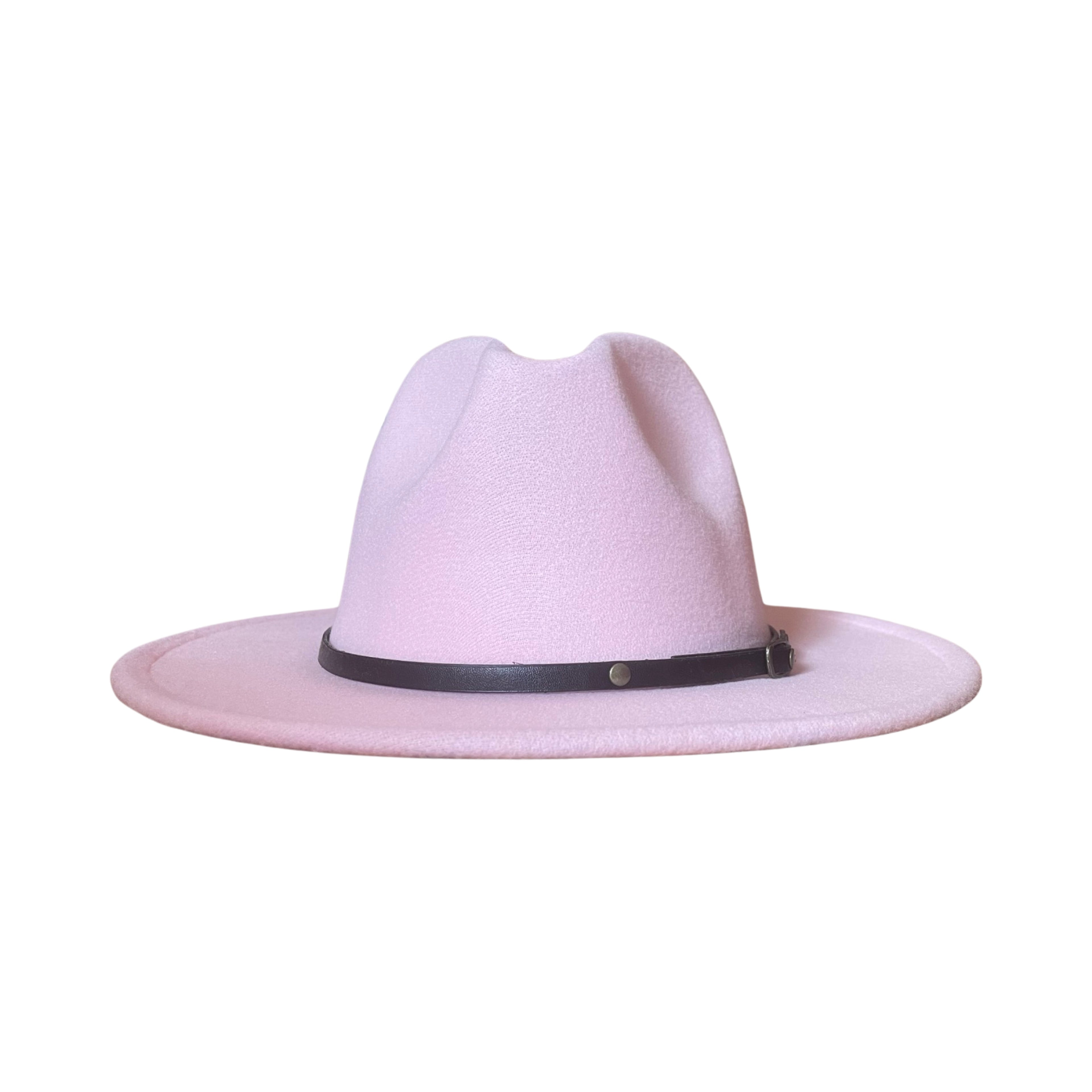 Powder Pink Fedora With Black Strap