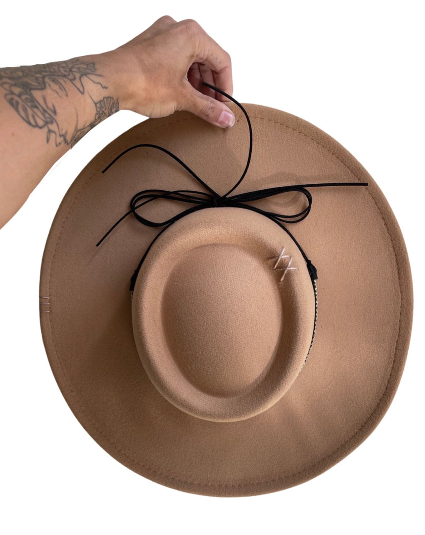 Beige Wide-Brim Fedora